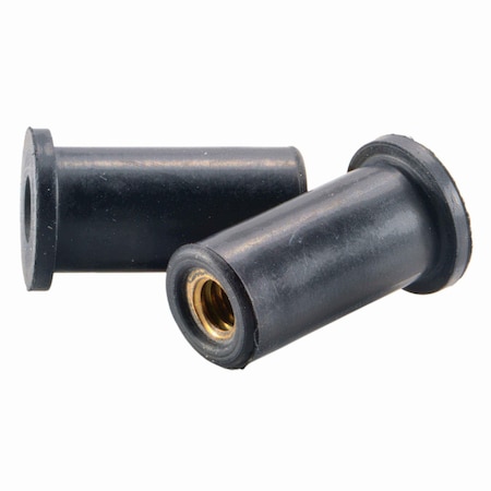 Midwest Fastener Rivet Nut, 1/4"-20 Thread Size, 1 in L, Rubber, 7 PK 64552